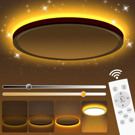 Runde Led-deckenleuchte, 24 W, Einstellbare Farbtemperatur: 1800 K (nachtlicht), 3000 K/4000 K/6500 K (weiß), Schutzart Ip44, Wasserdicht, Für Schlafzimmer, Flur, Garage, Küche, Balkon, Wohnzimmer, Ba