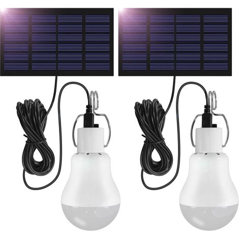 Set Aus 2 Tragbaren Und Wiederaufladbaren 3-w-solar-hängelaternen Mit 3,45 M Kabel, Ideal Zum Angeln, Campen, Für Den Garten Oder Notfälle.