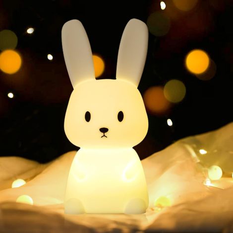 Hasen-nachtlicht Fürs Kinderzimmer, Touch-lampe Mit 7 Wechselnden Farben, Wiederaufladbares Tier-nachtlicht Per Usb Für Babys, Kleinkinder Und Mädchen, Süßes Geburtstagsgeschenk, Dekoration