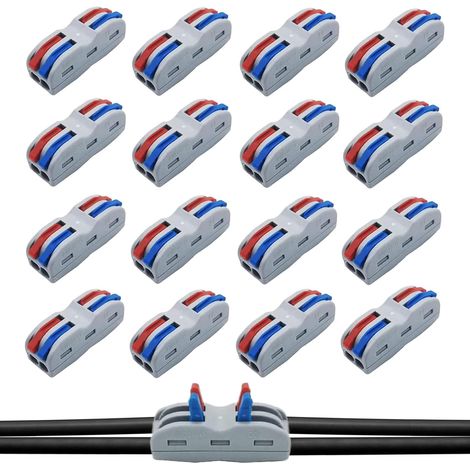 Packung Mit 16 Bidirektionalen Schnellverbindern, Wago Bidirektionale Klemmenblöcke, Elektrische Steckverbinder, 1 Bidirektionaler Draht Für Inline-schaltungen 28-12 Awg, Flammhemmend