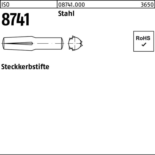 ISO 8741 Steckkerbstifte Stahl 10 x 40 S 25 Stk
