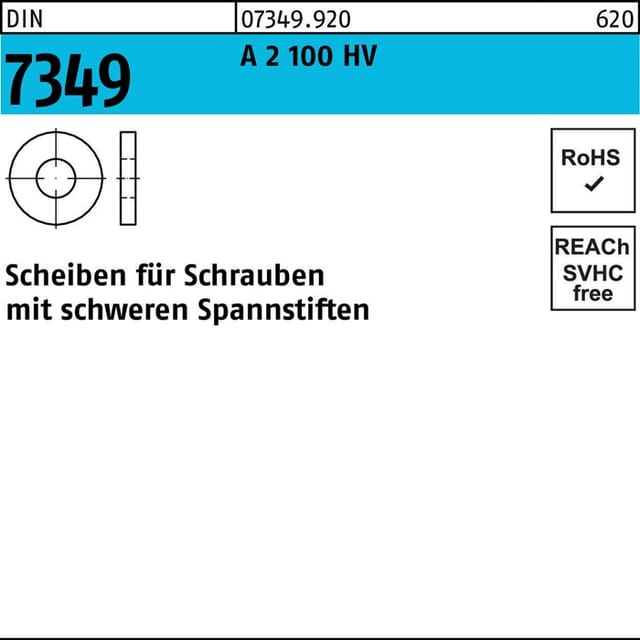 Scheibe DIN 7349 3,2 x 9 x 1 A 2 100 HV