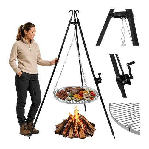 Dreibein-gartengrill – 70 Cm Edelstahlrost