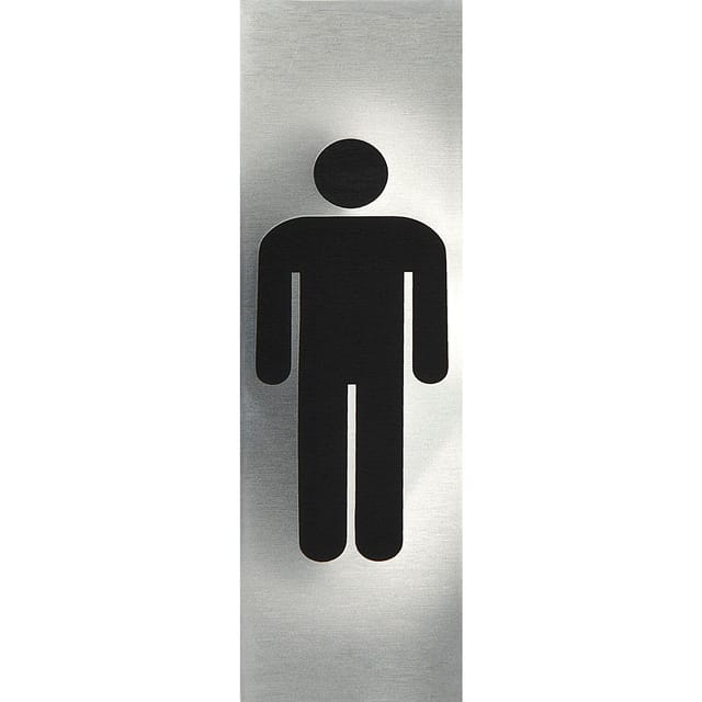 Wc Symbol Mann selbstklebend, 48 x 150 mm, Edelstahl gebürstet