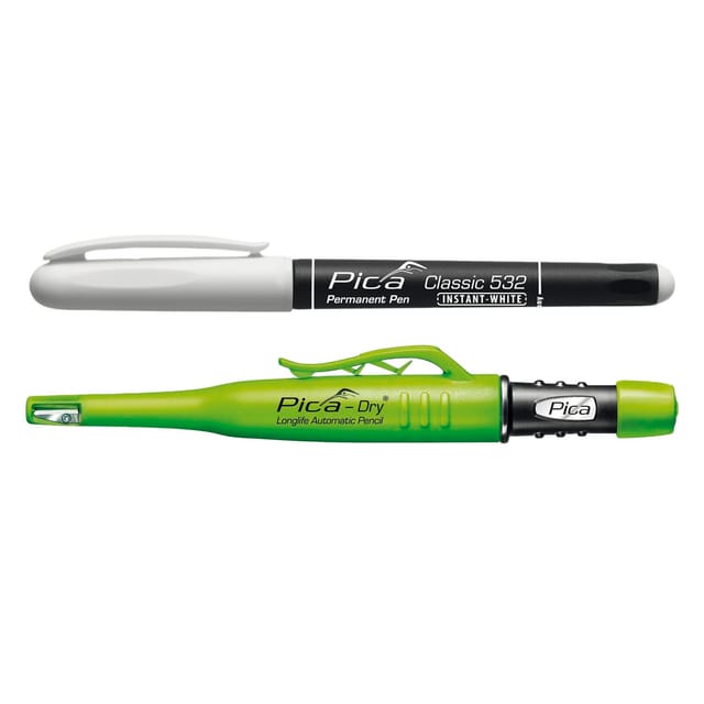 Vasalat - Pica Permanent Marker weiß + Pica Dry Tieflochmarker Graphit 2 teilig