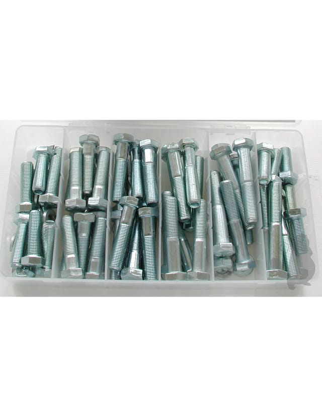 Vis- und Muttern-Set für Rasenmäherräder. Bestehend aus einem Sortiment von 136 Teilen.
