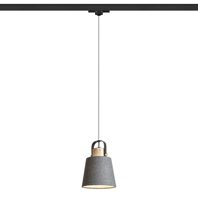 Kronleuchter CHOUPETTE für Gleis dreiphasig schwarz grau Stoff/Holz 230V E27 15W