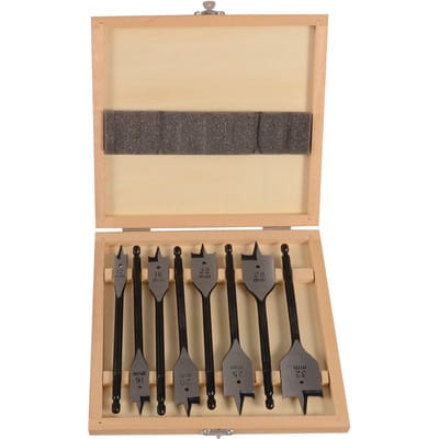 Projahn - Flachholzbohrer-Set 8 teilig Durchmesser 12-16-18-20-22-25-28-32 mm