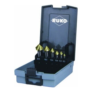 Ruko - Kegelsenkersatz din 335C 90Grad 6,3-20,5mm hss TiN 6-tlg.Ku.-Kass.