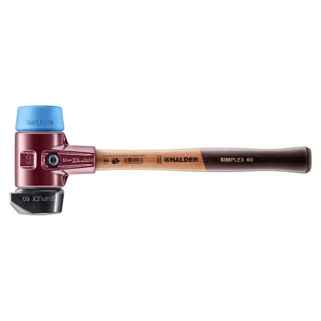 SIMPLEX-Schonhammer, Gummikomposition, mit Standfuß / TPE-soft mit Tempergussgehäuse und hochwertigem Holzstiel D=60 mm 3012.260