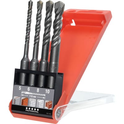 KWB - 240400 40CR-Stahl Hammerbohrer 4teilig 5 mm, 6 mm, 8 mm, 10 mm Gesamtlänge 110 mm SDS-Plus 1 Se