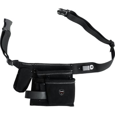 Werkzeug-Tasche Leder mit Gürtel '5 Fächer, Nagel-Tasche, Messertasche, Hammerhalter und Halter für Bandmaß - KWB