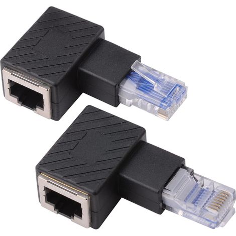 2 Stück 90-grad-ethernet-adapter, Rechter Und Linker Winkel, Rj45-stecker Auf Buchse, Adapter, Geschirmt, Netzwerk-patchverbindung, Kompatibel Mit Cat5 Und Cat6