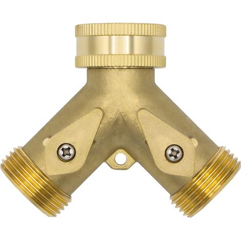 2-wege-y-verteiler 10964, 3/4"-außengewinde, Messing, Mit Absperrventilen