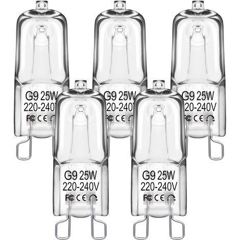 G9 Halogen-backofenlampen, 25 W, Warmweiß, Dimmbar, 230 V, 2800 K, Hitzebeständig, Geeignet Für Backöfen, Mikrowellen Und Tischlampen, 5er-pack