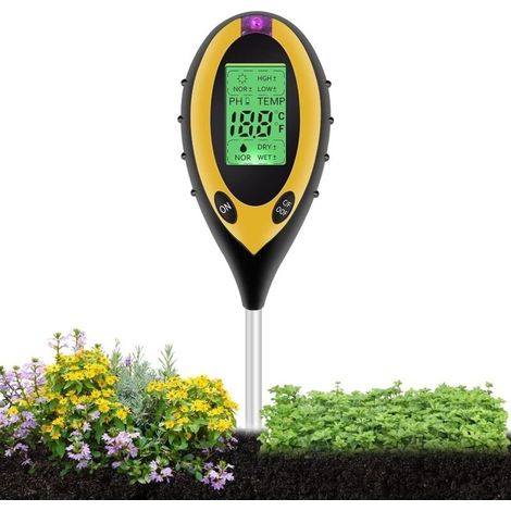 4-in-1 Bodentester, Funktionsfeuchtigkeitsmesser Mit Licht-/ph-/temperatur-/umgebungsmessung, Digitales Thermometer Für Zimmer- Und Gartenpflanzen