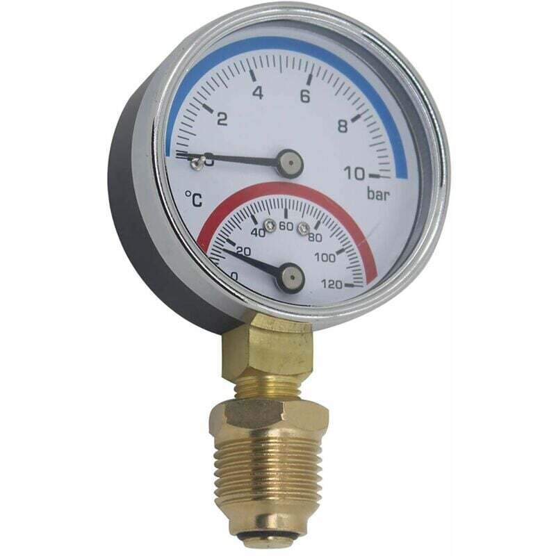 80-mm-heizungsdruckmanometer – Maximaler Druck 0–16 Bar – 1/4"-gewinde – Temperaturbereich 0–120 °c – Radialthermomanometer