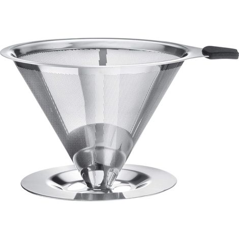 Permanent-kaffeefilter, Edelstahl 18/8, Feines Sieb, Silikonhalter, Für Zuhause Und Camping