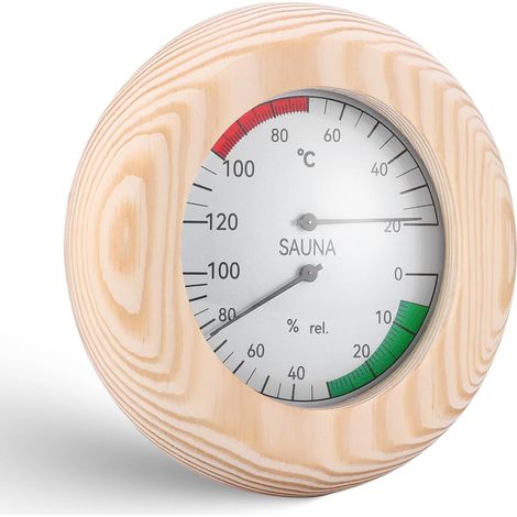 Hölzernes Thermometer-hygrometer, Messbereich 0–120 °c, Luftfeuchtigkeit 0–100 %, Für Sauna Und Hammam