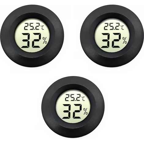 Set Mit 3 Runden Digitalen Thermometer-hygrometern, Lcd-anzeige, Für Reptilien, Zuhause Und Auto
