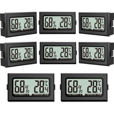8-teiliges Set Thermometer, Hygrometer, Digital, Miniatur, Innenbereich, Kühlschrank, Genauigkeit