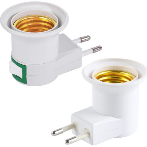 E27-fassung Auf Eu-stecker-adapter, Integrierter Schalter, Abs Und Metall, Für Led-lampen