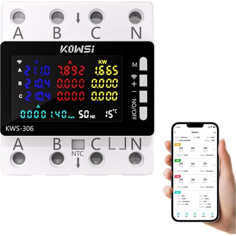 Dreiphasen-stromzähler, Lcd-bildschirm, Tuya Wifi, 35-mm-din-schiene, Photovoltaikanlage
