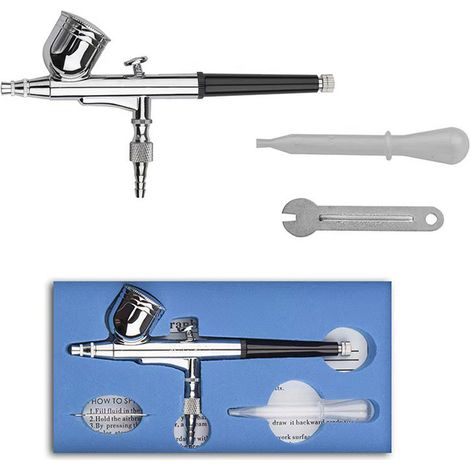 Blue Action 0,2-mm-airbrush-set Für Kosmetikmalerei, Nageldesign Und Tätowierungen, Mit Kunststoffpipette Und Schraubenschlüssel