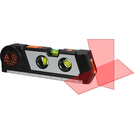 4-in-1-laser-nivelliergerät, Kreuzlaser, 3 M Langes Maßband, 3-modus-laserlinie, 3 Libellen Und Linealfuß, Schwarz