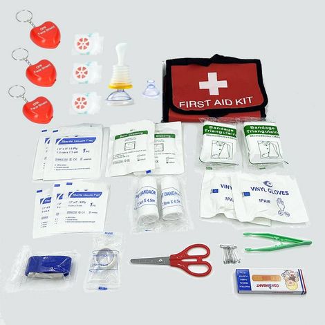 46-teiliges Erste-hilfe-set – Atemschutzmaske Für Erwachsene Und Kinder – Ce-konform – Kompakt Für Auto, Zuhause, Reisen Und Camping