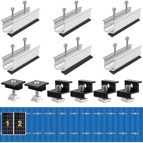Verstellbare Solarmodulhalterung 30–35 Mm – Montagesatz Für 2 Module – Aluminiumlegierung – Schnelle Und Einfache Montage