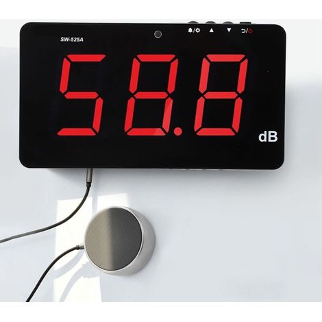 Wandmontiertes Schallpegelmessgerät Mit 9,6-zoll-lcd-display – Messbereich 30–130 Db – Genauigkeit ±1,5 Db – Micro-usb-netzteil (5 V, 1 A)