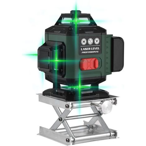 16-linien-laser-nivelliergerät, Multifunktionales Set Mit Grüner Lichtanzeige, 3° Selbstnivellierung, 20 M Reichweite, Mit Fernbedienung, Mit Lithium-batterie, Militärgrün