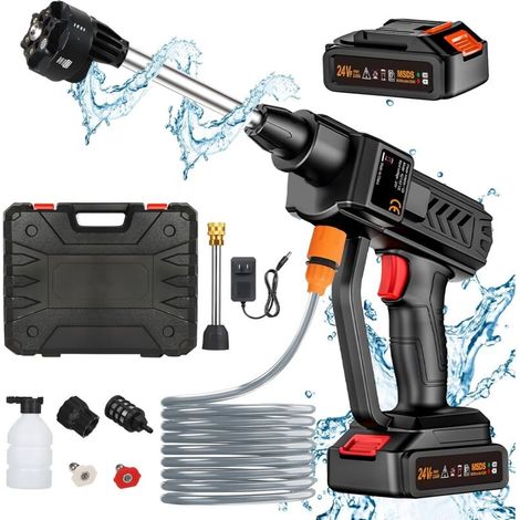 Hochdruckreiniger Mit 6-in-1-düse, 260 Psi Akku-hochdruckreiniger Mit 2 Akkus, Geeignet Zur Autoreinigung