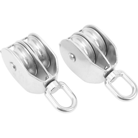Doppelrollen-hebeblock, 2 Stück, Robuste M50-edelstahlrolle, Aufgehängtes Drahtseil, Tragfähigkeit 400 Kg