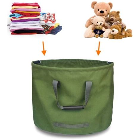 Faltbarer Gartenabfallsack (238 Liter) – Wasserabweisendes Canvas – 46 X 55 Cm – Mit Verschlussschlaufe – Tragegriffe
