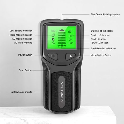 Hw430 5-in-1 Balkensuchgerät, Wandscanner, Professioneller Multifunktionaler Tragbarer Digitaler Metalldetektor Für Stromführende Kabel