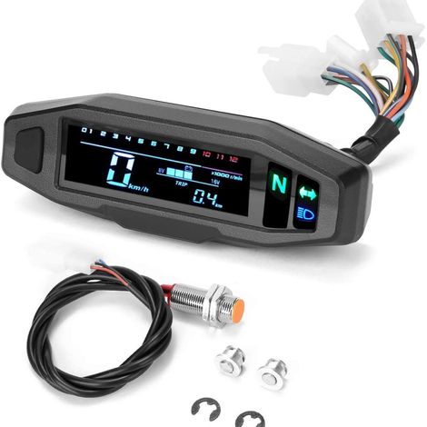 Wasserdichter Hd-lcd-digital-motorradtacho – Kilometerzähler Und Drehzahlmesser – Entspiegeltes Display – Kompatibel Mit 1-, 2- Und 4-zylinder-motorrädern