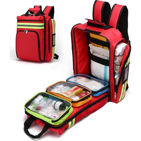 Wasserdichter, Leerer Erste-hilfe-kasten – Strapazierfähiger Rucksack – Verstellbares, Atmungsaktives Rückenteil – Für Reisen, Outdoor-aktivitäten Und Auto