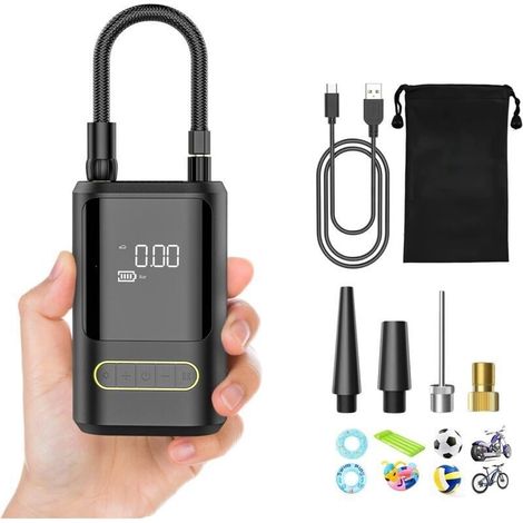 4000-mah-mini-elektroluftpumpe, Tragbarer, Kabelloser Reifenfüller Mit 150 Psi Und Digitalem Lcd-display, Wiederaufladbare Luftpumpe Für Auto, Fahrrad, Motorrad, Roller, Ball