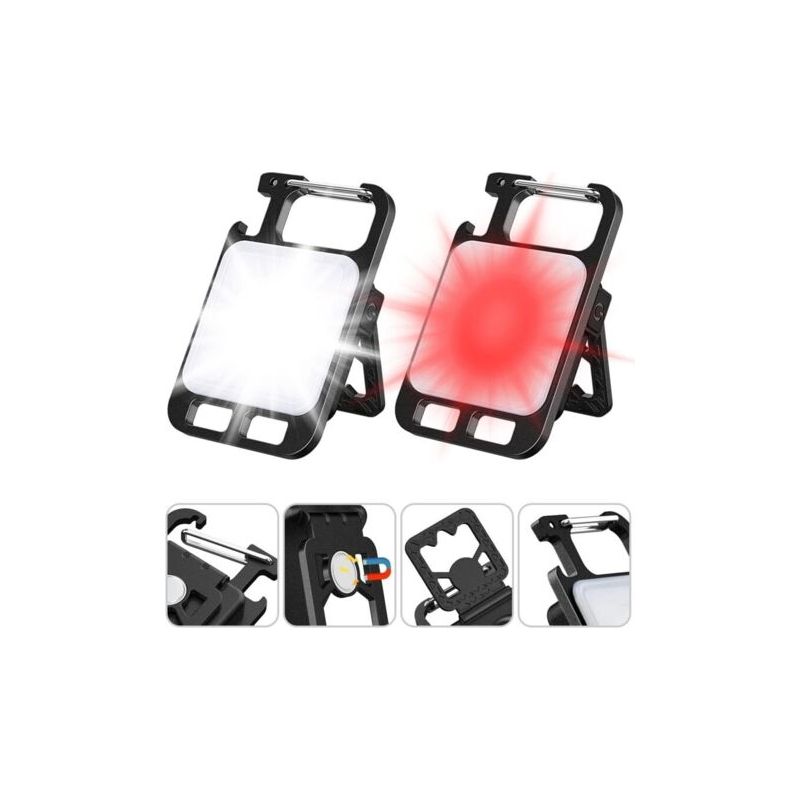 Mini-led-arbeitsleuchte, 2 Stück, 1000 Lumen, Usb-c-wiederaufladbare Schlüsselanhänger-taschenlampe, Flaschenöffner Und Magnet, 4 Modi, Wasserdichte Inspektionsleuchte Für Reparaturen, Camping Und Not