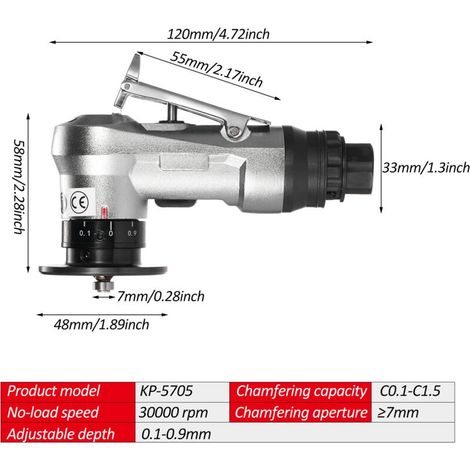 Kp-5705 Mini-druckluft-fasenmaschine, 45°-holzbearbeitungswerkzeug, Tragbarer Schleifer, Entgraten, Fasen, Schneiden