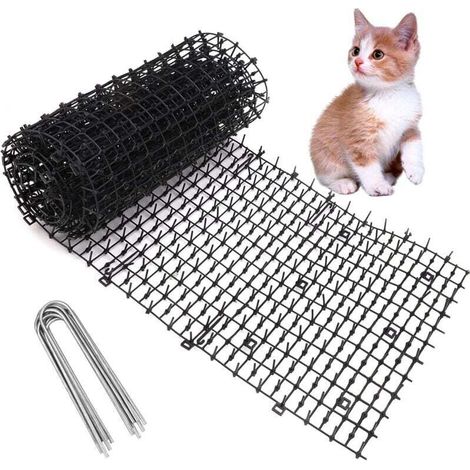 Katzensichere Matte (200 X 28 Cm), Kunststoffmatte Mit 8 Stacheln, Stacheldrahtnetz Für Wildtiere, Pflanzenschutz, Garten