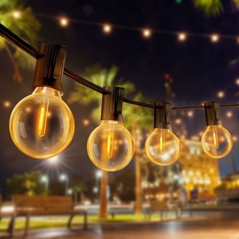 M Lange Lichterkette Für Den Außenbereich, Wasserdichte Led-lichterkette Mit 30+2 G40-lampen, Verbindbar, Ideal Für Geburtstage, Gärten Und Hochzeiten – Warmweiß