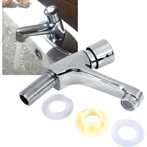 Küchen- Und Badezimmerarmatur Aus Chrom Mit Automatischer Schließfunktion Und Wassersparfunktion, Verzögerte Abschaltung, Innengewinde G1/2