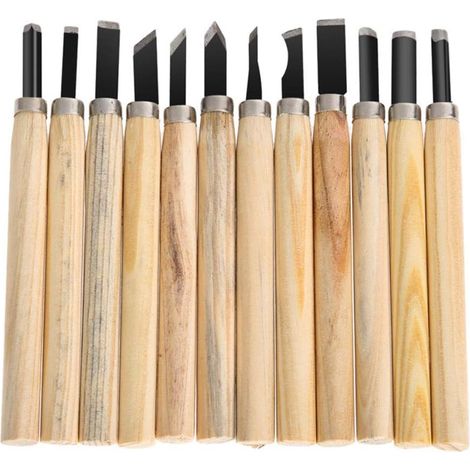 12-teiliges Holzgravur- Und Schnitzwerkzeug-set Mit Holzgriffen Für Bildhauer, Schreiner, Hobbykünstler, Töpfer Und Wachsmaler