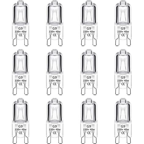 Packung Mit 12 G9 40w 230v Dimmbaren Halogenlampen, Warmweiß, Flimmerfrei, Für Backöfen, Pendelleuchten, Gartenbeleuchtung Und Schrankbeleuchtung.