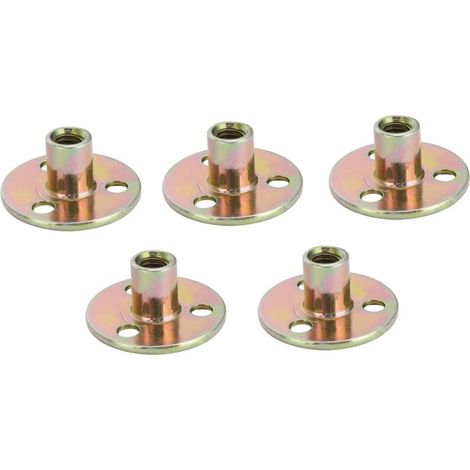 Satz Mit 5 Verzinkten Dreiloch-sicherungsmuttern Für Möbel Mit Rundem Sockel (m8 X 37)