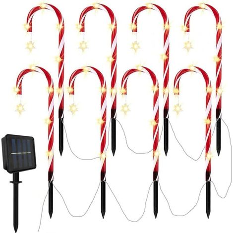 Wasserdichte Solar-gartenleuchte Für Den Außenbereich, Weihnachts-zuckerstangen-erdspieß, Rasen- Und Gartendekoration Für Den Innen- Und Außenbereich