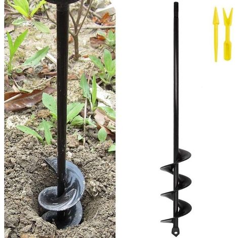 4x45 Cm Erdbohrer Aus Legiertem Stahl – Schwarze Rostschutzbeschichtung – Zum Graben Harter Böden Und Zum Pflanzen Von Blumen, Gemüse Und Bäumen